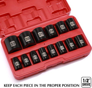 14 PCS 1/2" Drive Standard Impact Socket Set, Metric