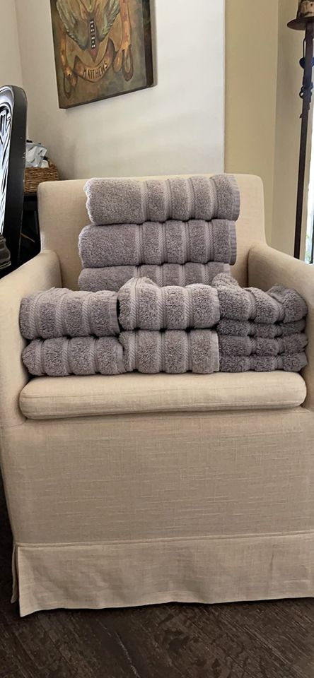10 Piece 100% Cotton Bath Towel Set with Upgraded Softness & Durability