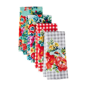 Sweet Romance Kitchen Towel Set, Multicolor, 16"W x 28"L, 4 Piece