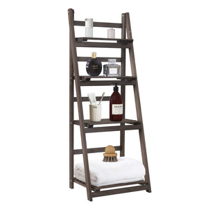 Foldable 4-Tier Ladder Bookcase Storage Rack