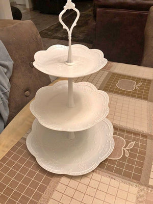 3-TIER Cupcake Pastry Stand Embossed Display Tower, Pastry Serving Tray for ALL Occasions