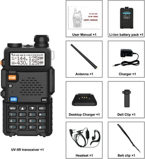 Two Way Radio Dual Band Walkie Talkie (Black)