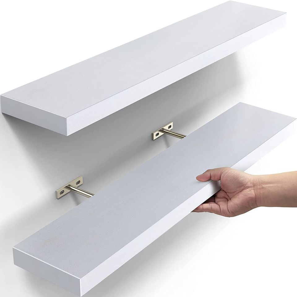 Set of 2 Solid Wood Floating Shelves Wall Mounted 24 inch