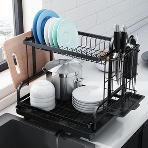 2-Tier Dish Drying Rack with a Large Capacity for Kitchen Counter