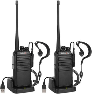 Two Way Radio Rechargeable with Micro USB Charging + Air Acoustic Earpiece with Mic, (2 Pack)