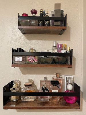 Black Floating Shelves, Set of 3