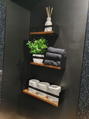 Black Floating Shelves, Set of 3