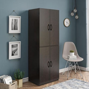 Wood Storage Cabinets With 4 Doors Tall Pantry Cupboard Tall Kitchen Home, Office Organizer