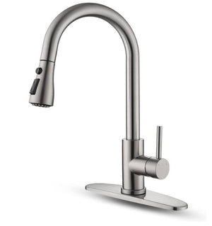 Kitchen Faucet with Pull Down Sprayer, Single Level Stainless Steel