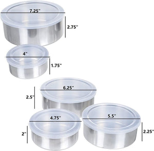 5-Piece Stainless Steel Bowl Set with Lids