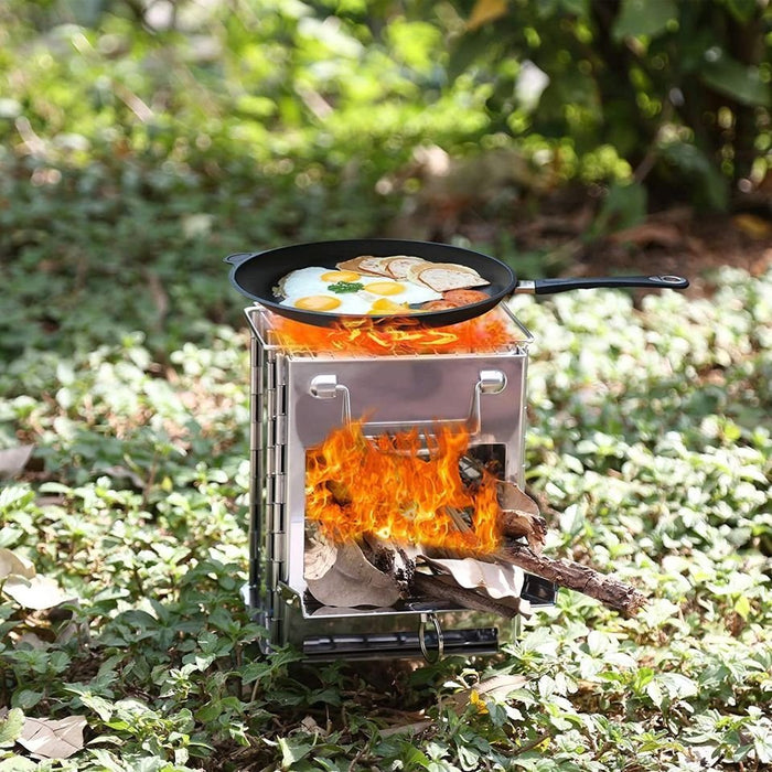 Wood Burning Camp Stove, Stainless Steel Folding Camp Stove, Portable Backpacking Wood Stove