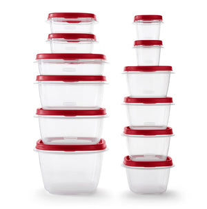 24 Piece Food Storage Containers Variety Set, Red