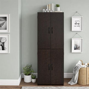 Wood Storage Cabinets With 4 Doors Tall Pantry Cupboard Tall Kitchen Home, Office Organizer