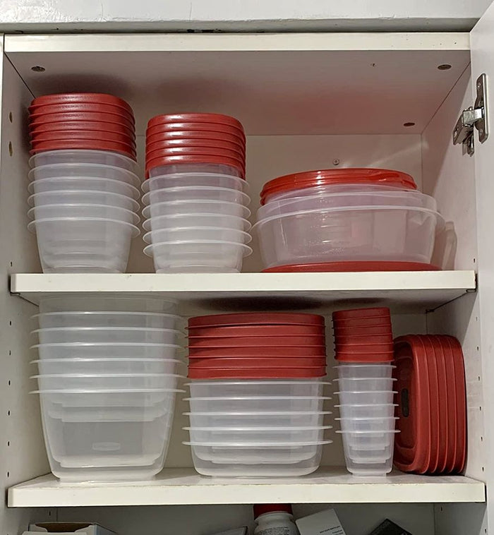 24 Piece Food Storage Containers Variety Set, Red