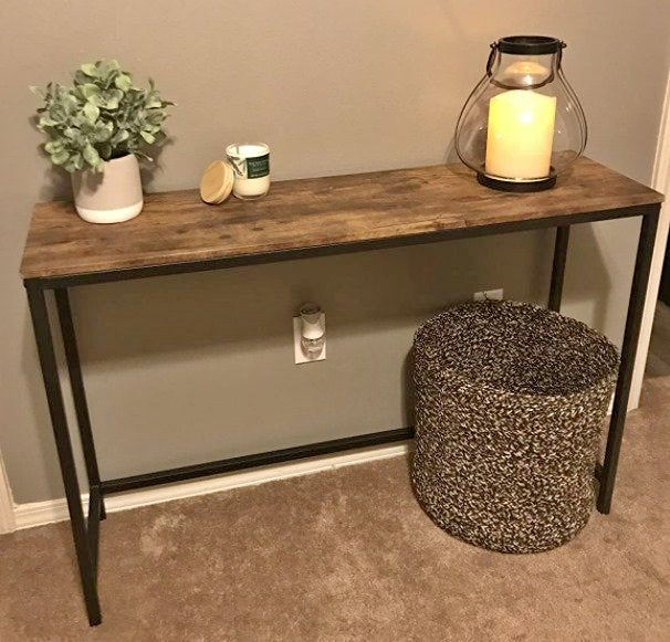 Rustic Brown Wood Console Sofa Table, End Table Computer Desk Console Tables, Home, Living Room