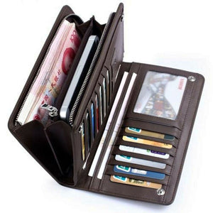 Men's Bifold Leather Zip Coin Long Wallet Multi Card Holder Purse Clutch Handbag
