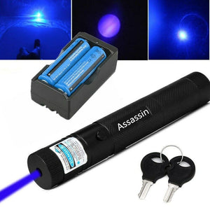 900 Miles Blue Purple Laser Pointer Pen 405nm Lazer 1mW Light+2x Batt+Dual Char
