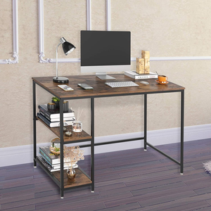 AJP Distributors Computer Home Office Desk, 55 Inch Small Desk Study Writing Table with Storage Shelves, Modern Simple PC Desk