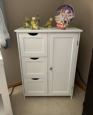 Bathroom Storage Cabinet, Floor Cabinet with 3 Large Drawers and 1 Adjustable Shelf