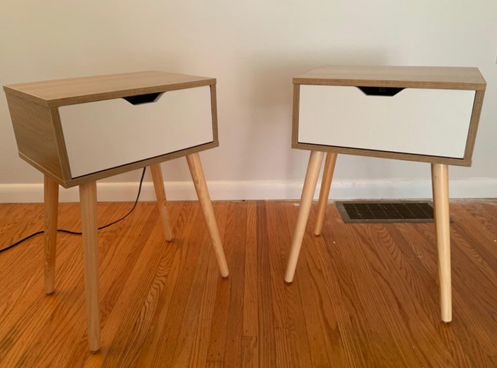 Mid Century Nightstands with Solid Wood Legs