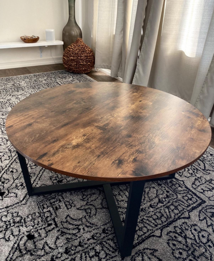 Round Coffee Table with Metal Frame