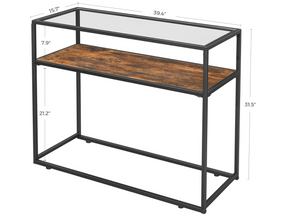 Console Table, Tempered Glass Top and Sturdy Steel Frame