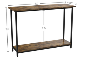 Sofa Table for Entryway, 43" Narrow Console Table with Shelf
