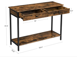 Console Table, Hallway Table with 2 Drawers, Sofa Table