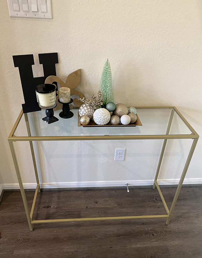 Console Table, Tempered Glass Sofa Table, Modern Entryway Table