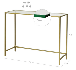 Console Table, Tempered Glass Sofa Table, Modern Entryway Table
