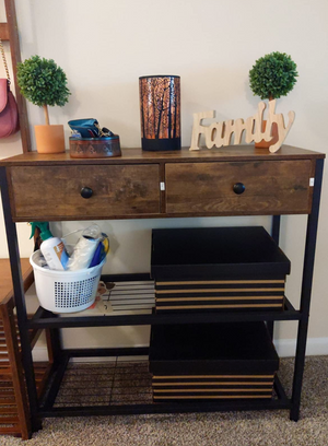 Console Table with Drawers, Industrial Sofa Table