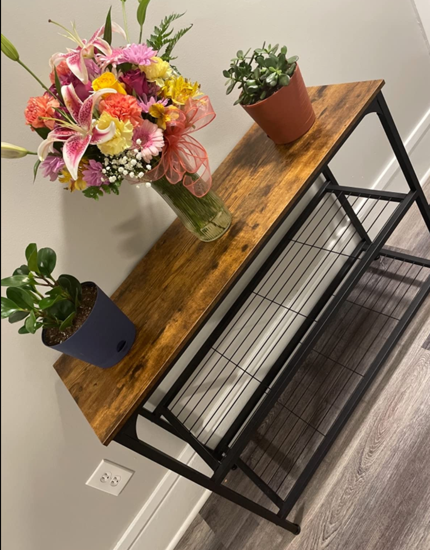 Sofa Table Console Table with Double Mesh Shelves