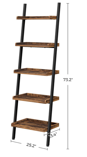 Ladder Shelf Leaning Shelf, 5-Tier Bookshelf Rack