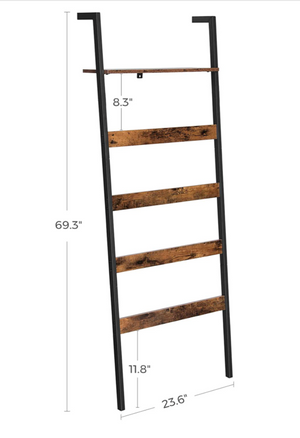Ladder Shelf, Wall-Leaning Rack with Storage Shelf