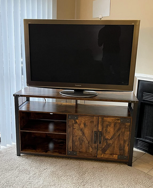 TV Stand for 55-Inch TV with Barn Doors,Rustic Brown and Black