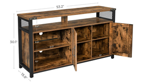 TV Stand for 55-Inch TV with Barn Doors,Rustic Brown and Black
