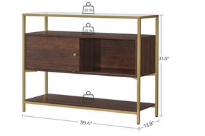 Sideboard, Side Cabinet with Glass Top