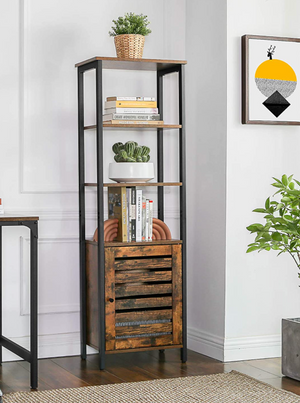 Lowell Tall Cabinet, 4-Tier Storage Cabinet with Door