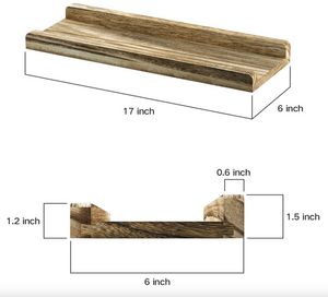 Floating Shelves Wall Mounted Set of 2 ,17 Inch Rustic Wood