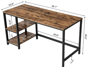 Computer Desk, 55.1 Inch Writing Desk with Adjustable Shelf on Left or Right