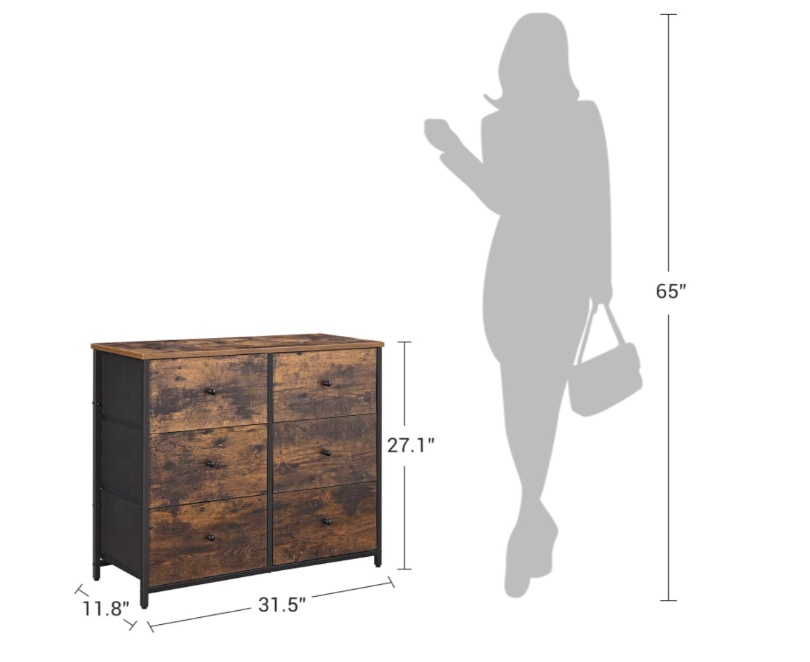 Dresser for Bedroom, Chest of Drawers, 6 Drawer Dresser