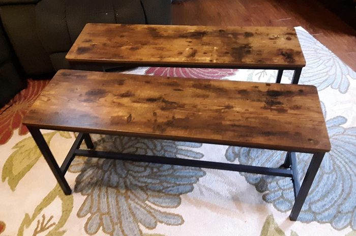 Pair of 2 Dining Benches, Industrial Style Indoor Benches