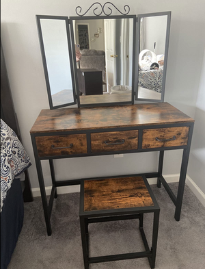 Vanity Table Set, Writing Desk, Makeup Table with Stool, 3 Drawers