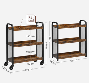 Serving Cart, Slim Kitchen Cart for Narrow Spaces, Rolling Storage Cart