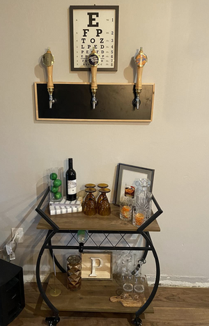 Bar Cart with Wine Rack, 2 Tier Kitchen Coffee Cart on Wheels