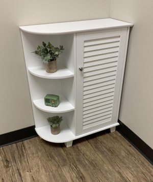 Floor Cabinet with Side Shelves, White