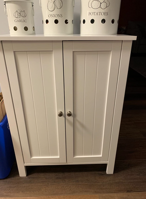 Bathroom Floor Storage Cabinet with Double Door Adjustable Shelf