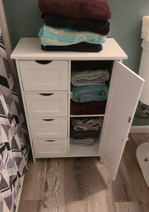 Bathroom Storage Cabinet, Floor with Adjustable Shelf and Drawers