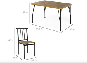 5-Piece Indoor Modern Rectangular Dining Table Furniture Set