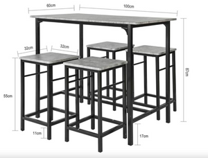 5 Piece Dining Set,Dining Table with 4Stools